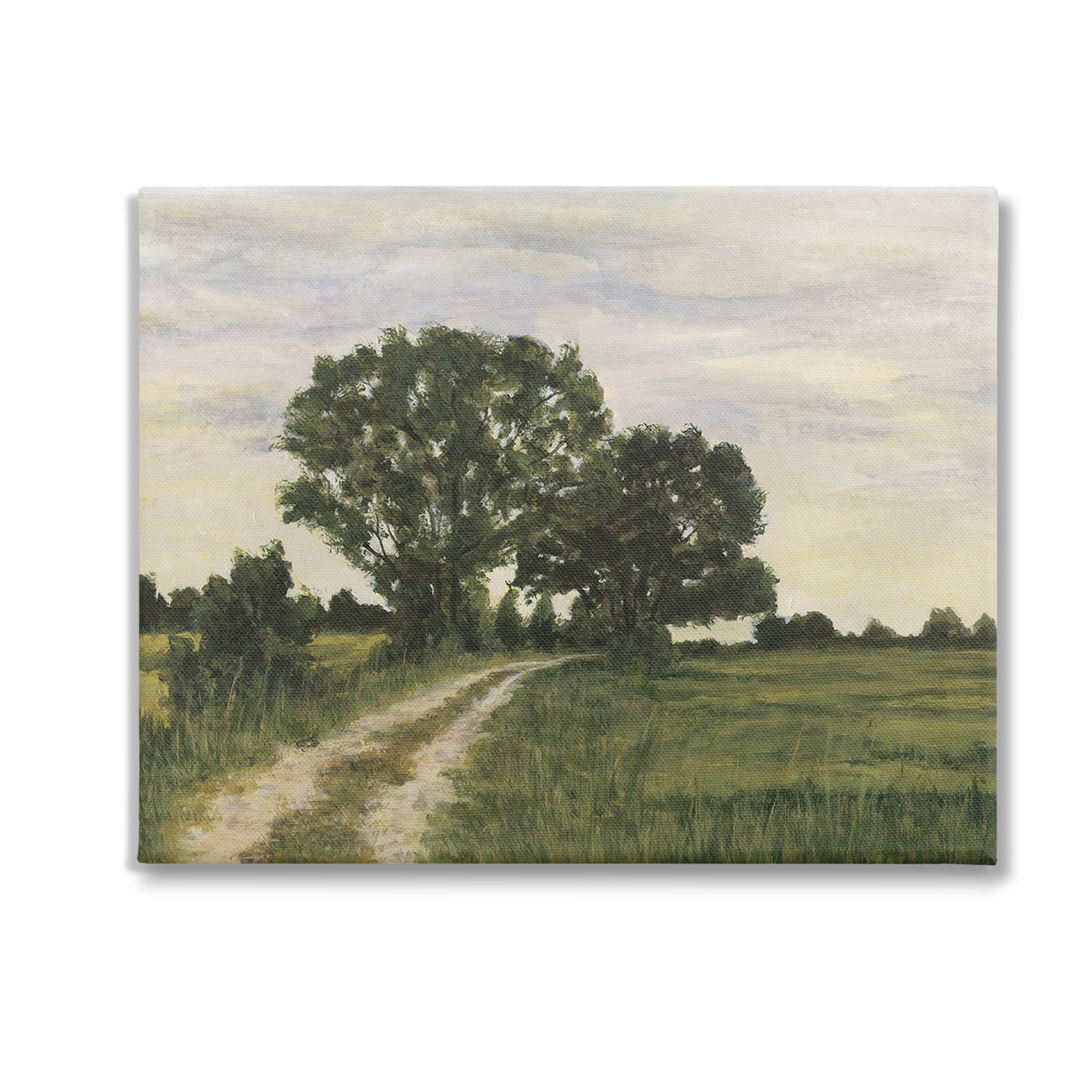 Stupell Industries Trees on Country Road Landscape Painting Gallery Wrapped Canvas Art Print Wall Art, 20 x 16