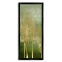 Stupell Industries Trees with Glam Detail Botanical & Floral Painting Black Framed Art Print Wall Art, 10 x 24