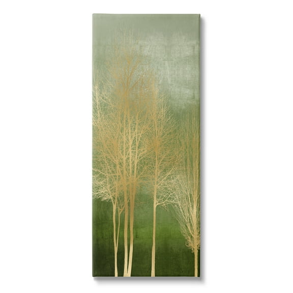 Stupell Industries Trees with Glam Detail Botanical & Floral Painting Gallery Wrapped Canvas Print Wall Art, 10 x 24