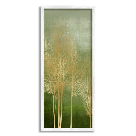 Stupell Industries Trees with Glam Detail Botanical & Floral Painting White Framed Art Print Wall Art, 13 x 30