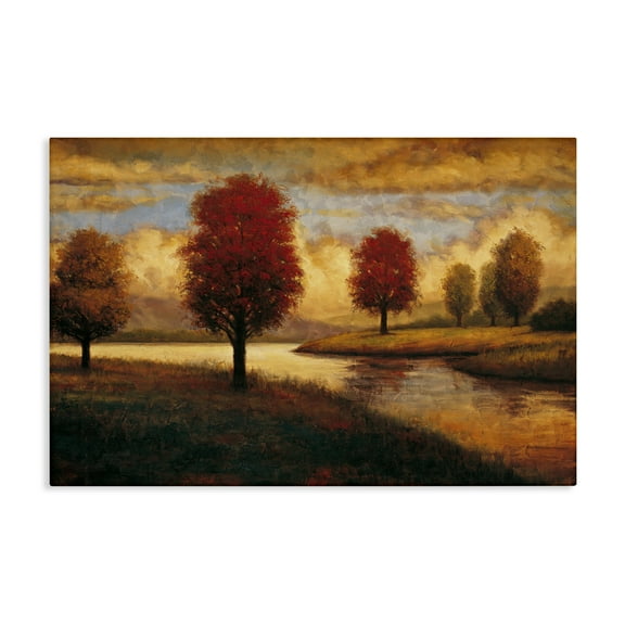 Stupell Industries Trees with Golden Reflections Landscape & Nature Painting Wrapped Canvas Canvas Art Print Wall Art, 36 x 24