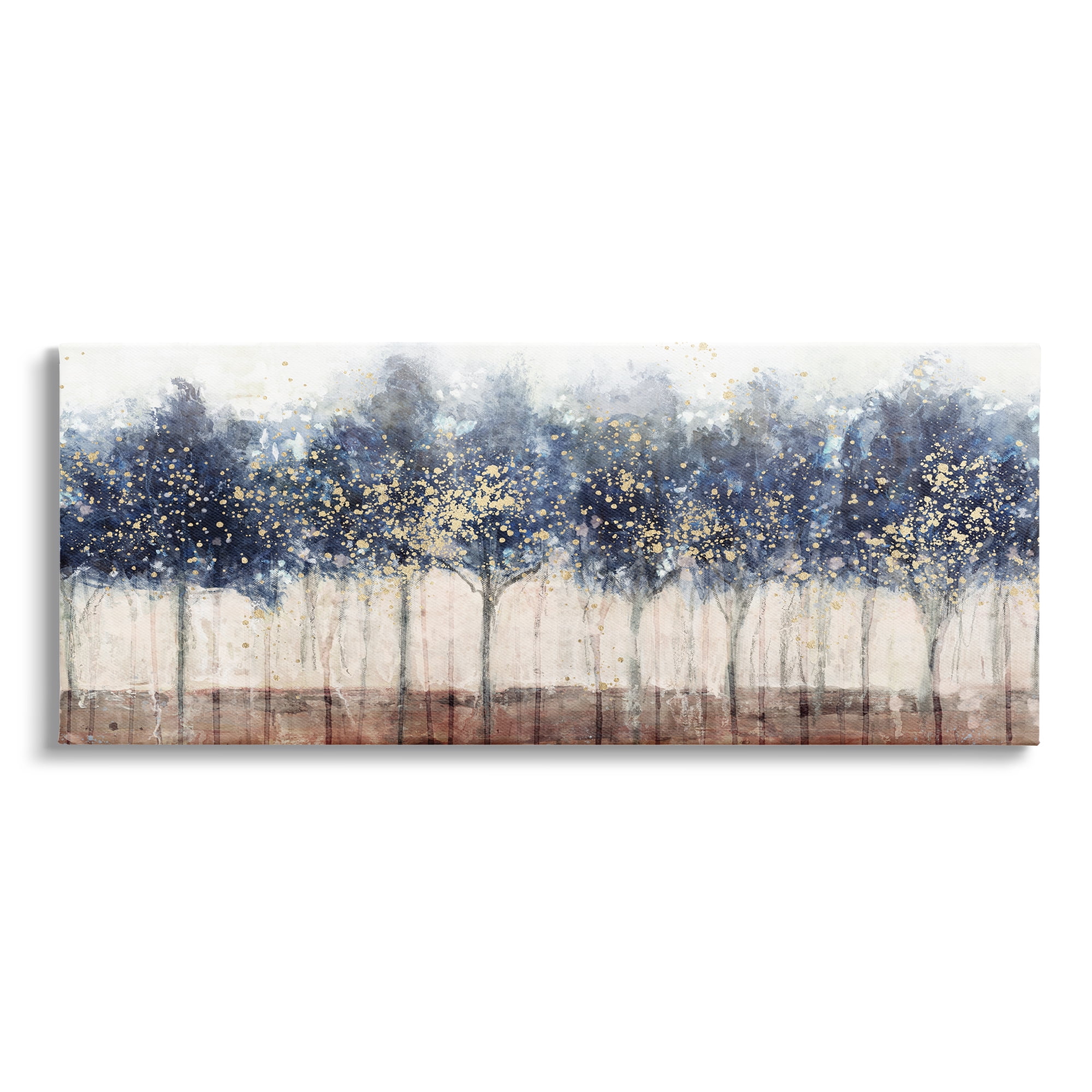 Nina Blue Trees with Modern Splash Canvas Wall Art, 40" x 17"