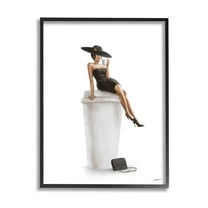 Stupell Industries Trendy Black Dress Fashionable Woman Graphic Art Black Framed Art Print Wall Art, Design by Ziwei Li