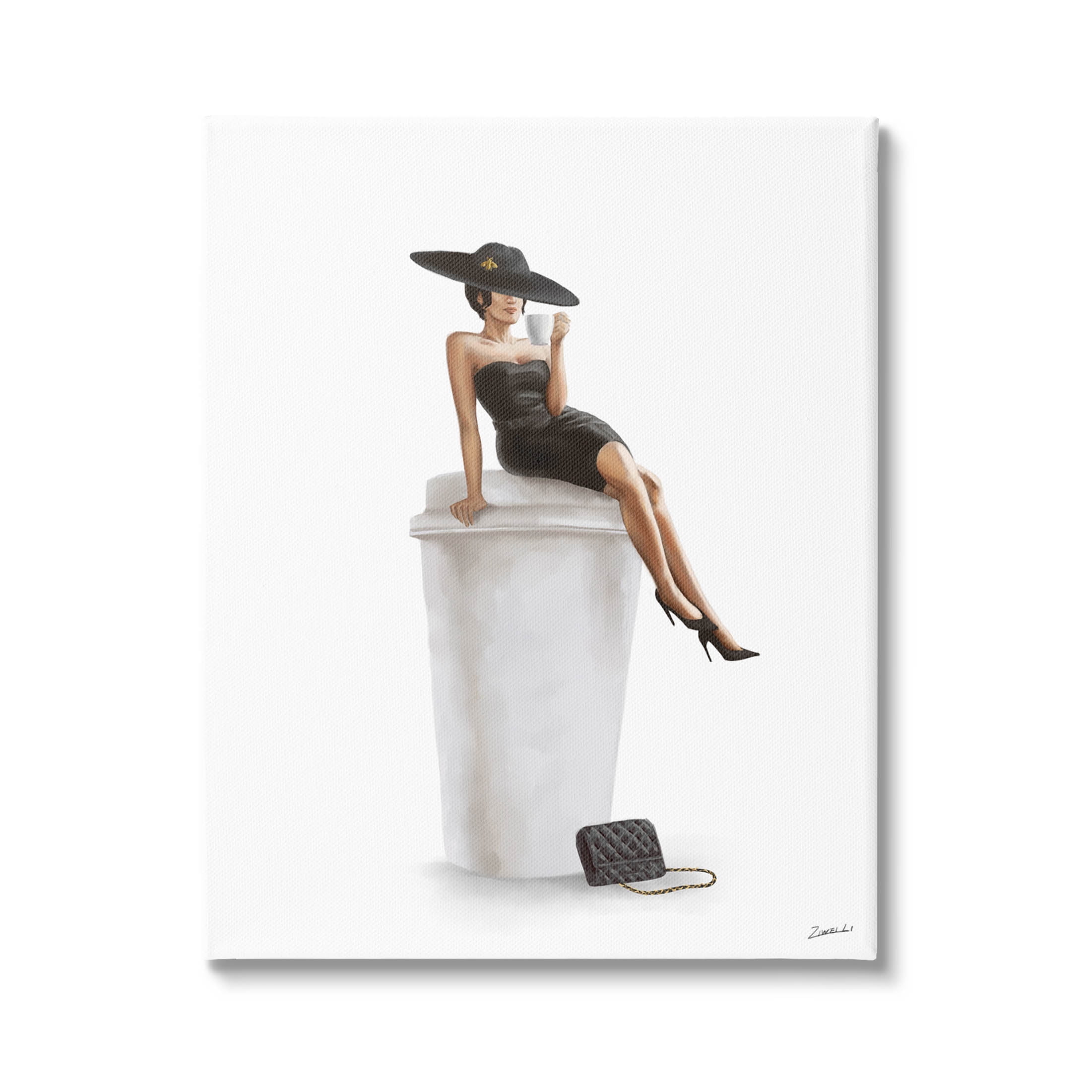Stupell Industries Trendy Black Dress Fashionable Woman Graphic Art Gallery Wrapped Canvas Print Wall Art, Design by Ziwei Li