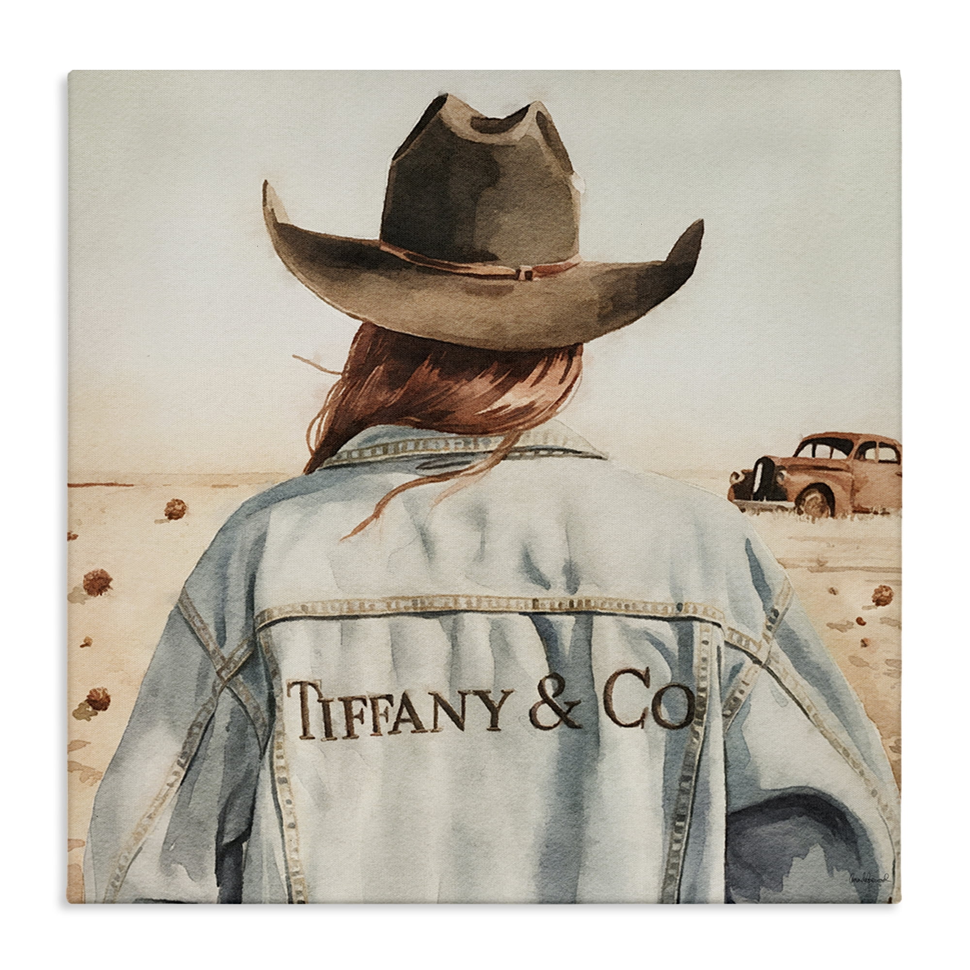 Stupell Industries Trendy Brunette Cowgirl People Painting Wrapped Canvas Art Print Wall Art, 24 x 24