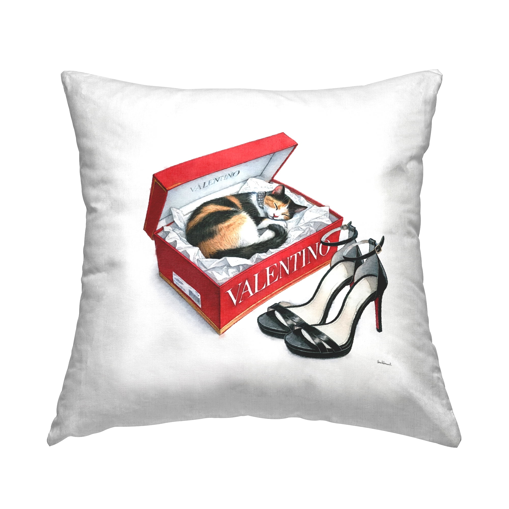 Stupell Industries Trendy Cat Shoebox Decorative Printed Throw Pillow Design by Amanda Greenwood.