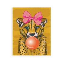 Stupell Industries Trendy Cheetah & Bow Animals Painting Unframed Art Print Wall Art, 11 x 14