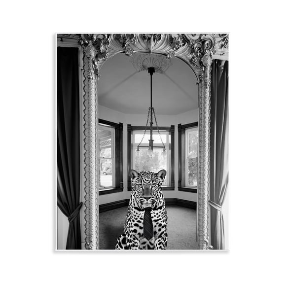Stupell Industries Trendy Cheetah & Ornate Mirror Architecture Painting Unframed Art Print Wall Art, 11 x 14