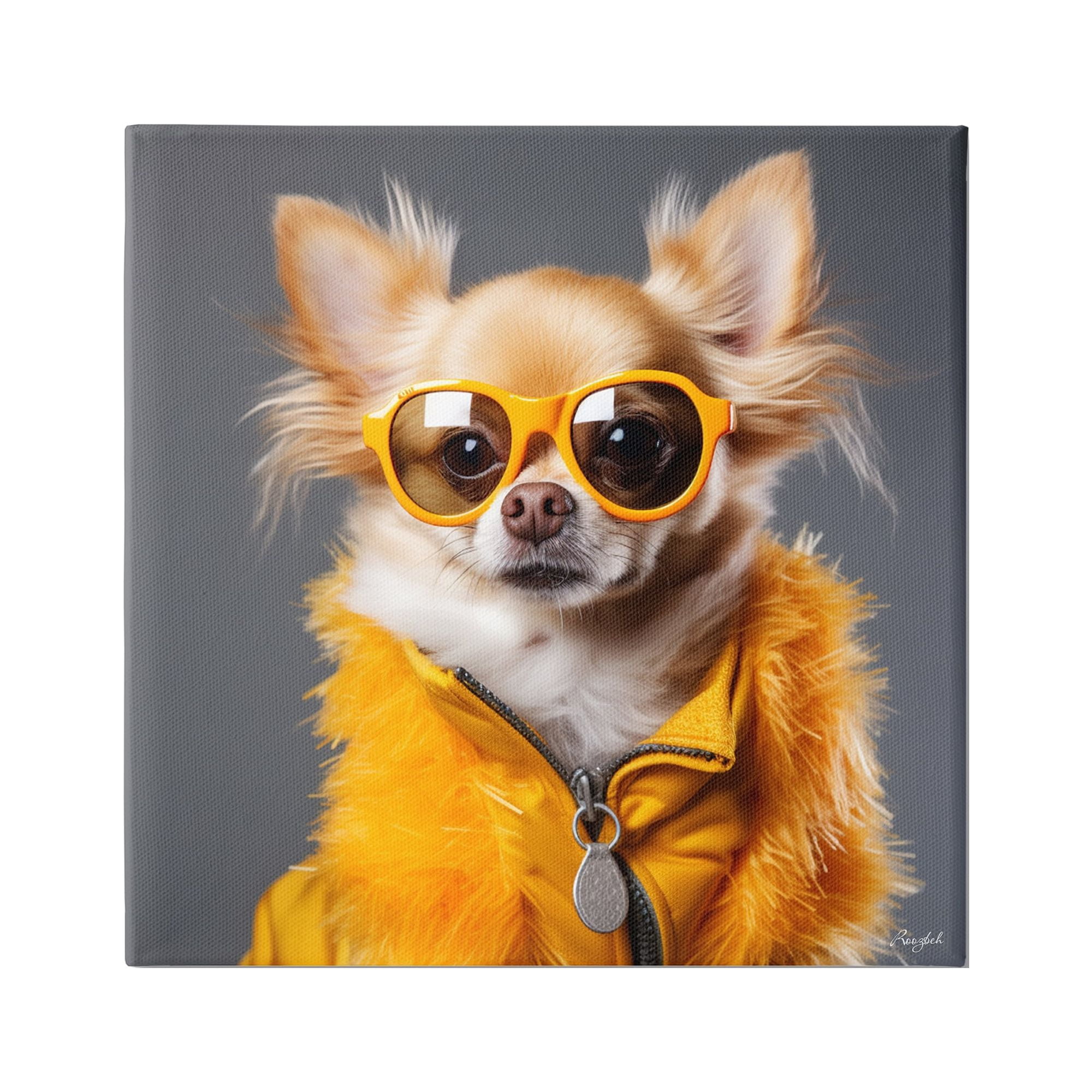 Stupell Industries Trendy Chihuahua Portrait Animals & Insects Painting Gallery Wrapped Canvas Art Print Wall Art, 30 x 30