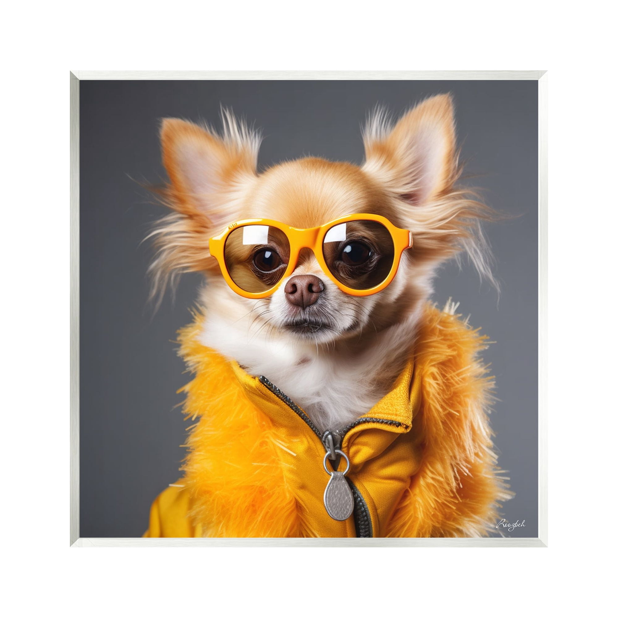 Stupell Industries Trendy Chihuahua Portrait Animals & Insects Painting Unframed Art Print Wall Art, 12 x 12