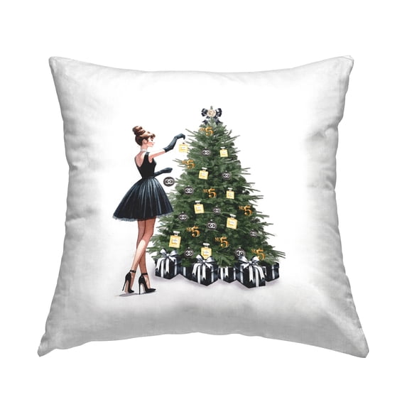 Stupell Industries Trendy Christmas Tree Decorative Printed Throw Pillow, 18 x 18