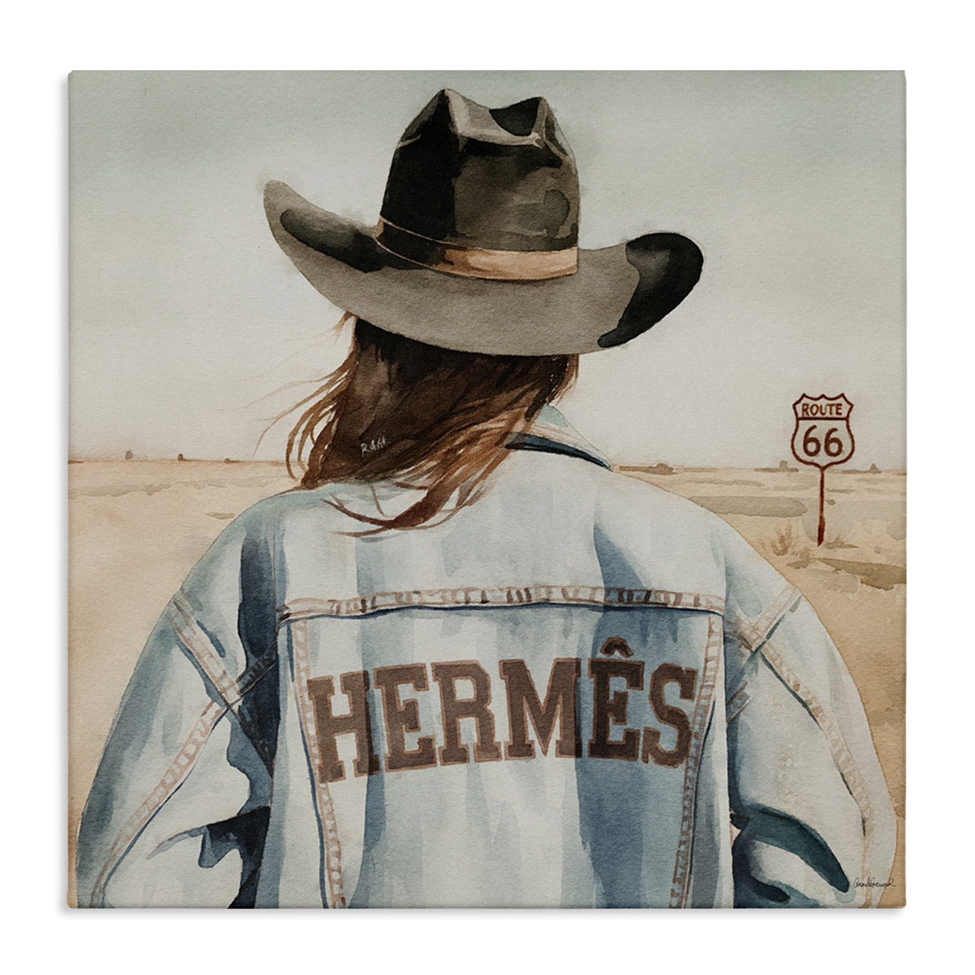 Stupell Industries Trendy Cowgirl in Desert People Painting Wrapped Canvas Art Print Wall Art, 17 x 17
