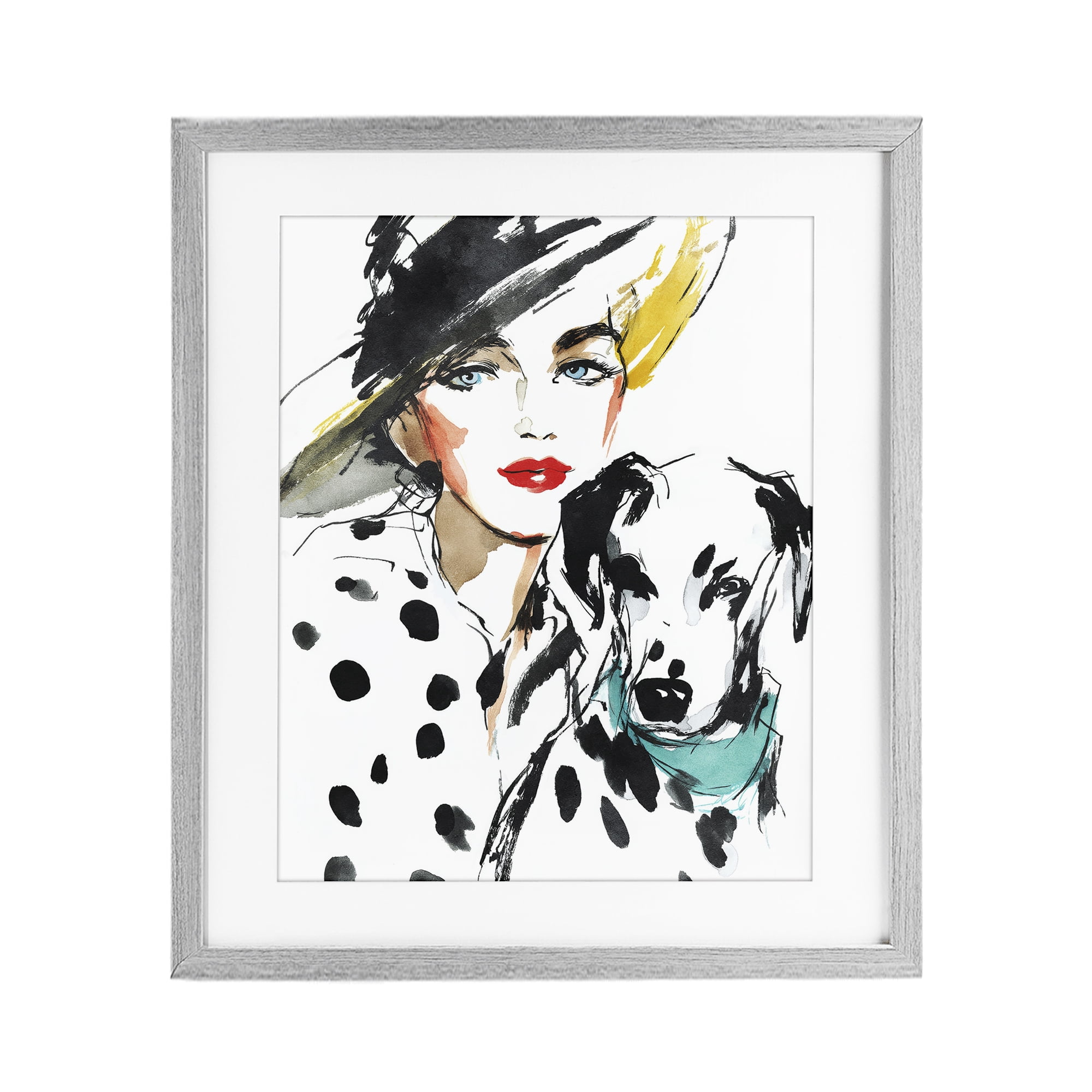 Stupell Industries Trendy Dalmatian Muse Gray Framed Print Under Glass, design by Svetlana Aleynikova