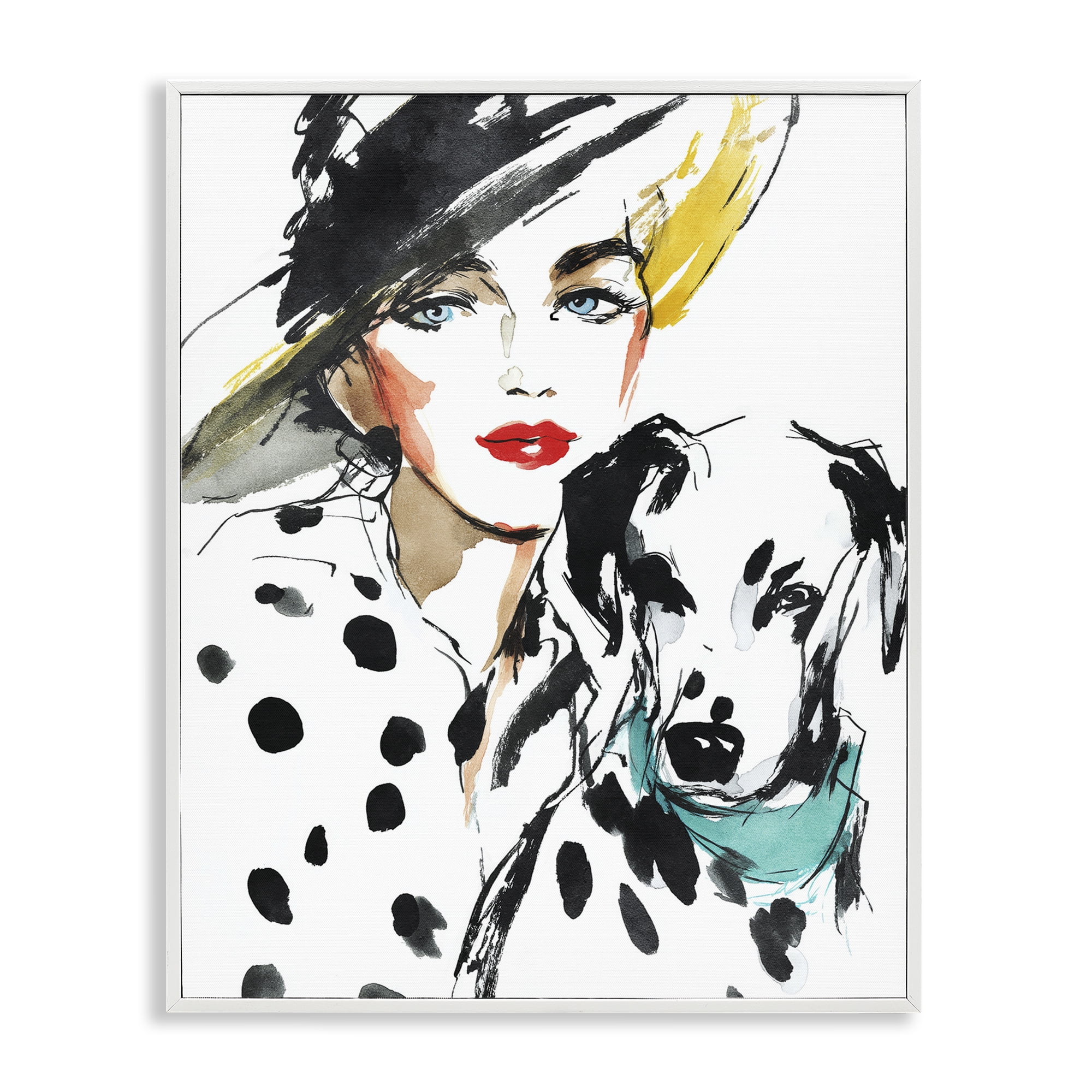 Stupell Industries Trendy Dalmatian Muse White Framed Giclee Art, design by Svetlana Aleynikova