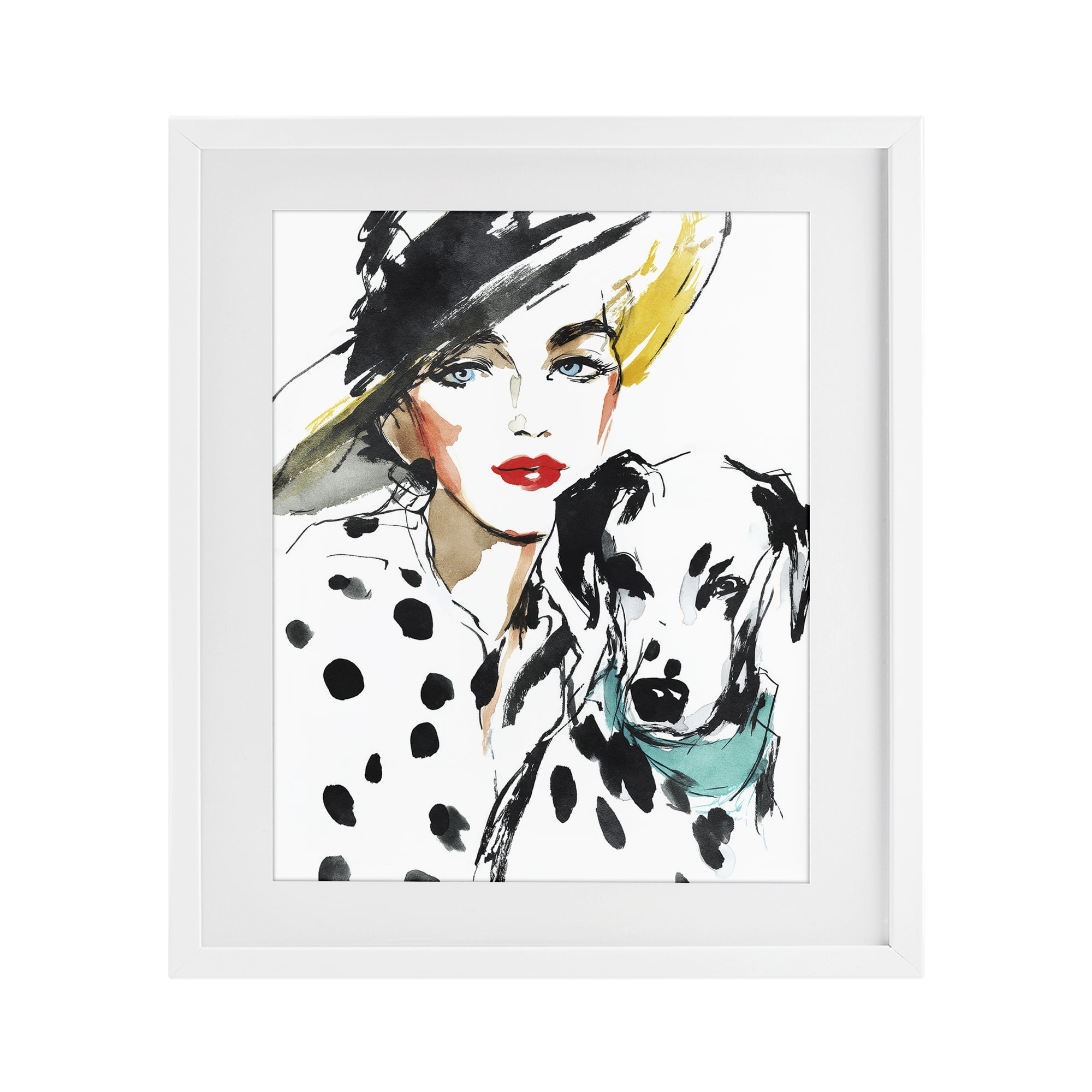Stupell Industries Trendy Dalmatian Muse White Framed Print Under Glass, design by Svetlana Aleynikova