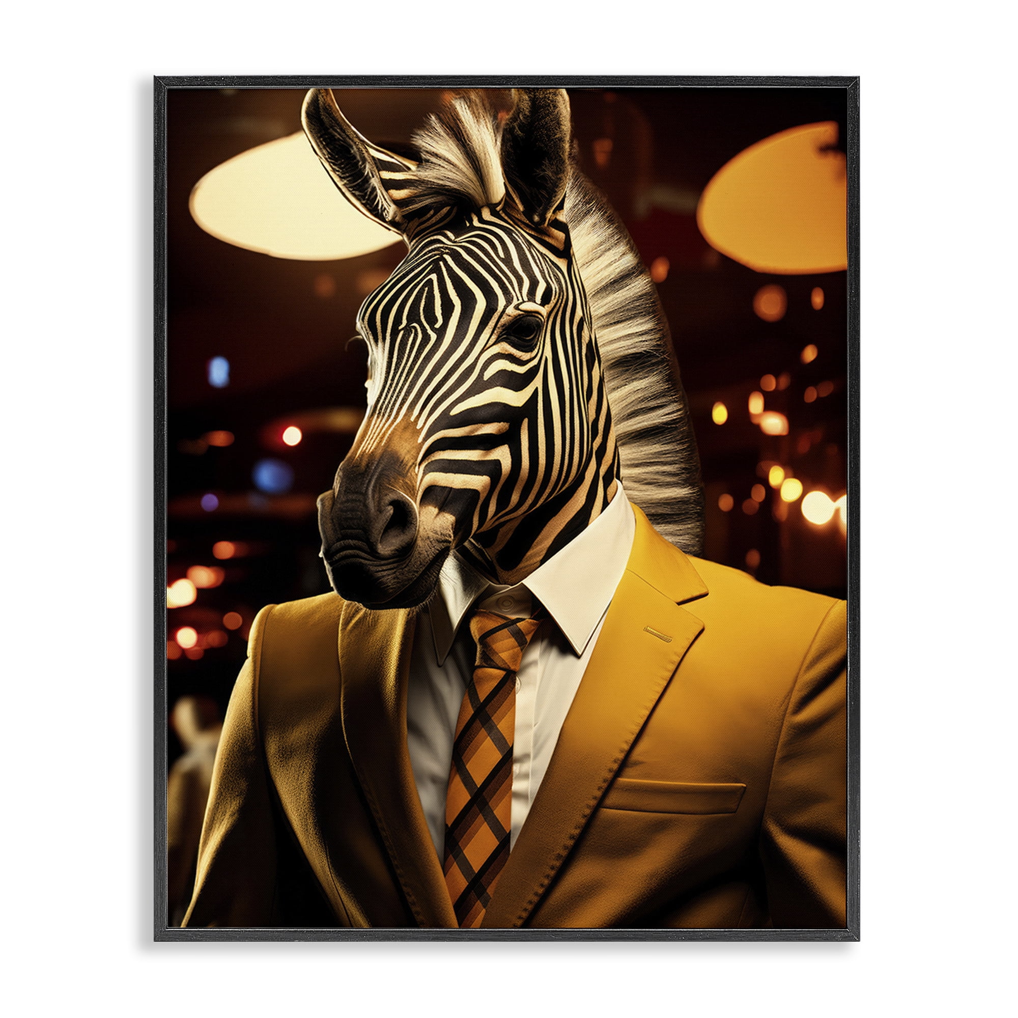 Stupell Industries Trendy Debonair Zebra Black Framed Giclee Art, design by Ray Powers