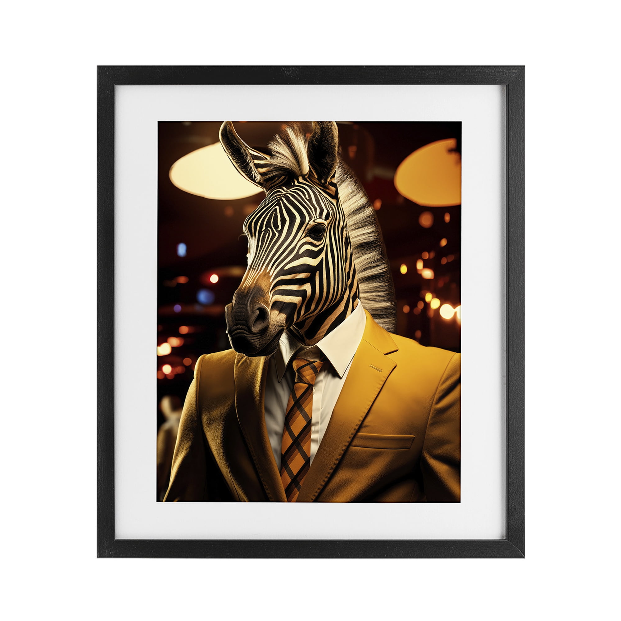 Stupell Industries Trendy Debonair Zebra Black Framed Print Under Glass, design by Ray Powers