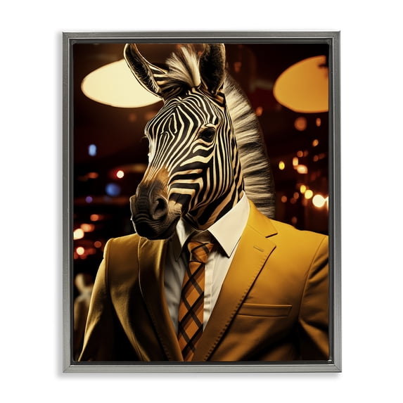 Stupell Industries Glam Trendy Debonair Zebra Gray Floating Frame Canvas Art, 25 x 31, by Ray Powers