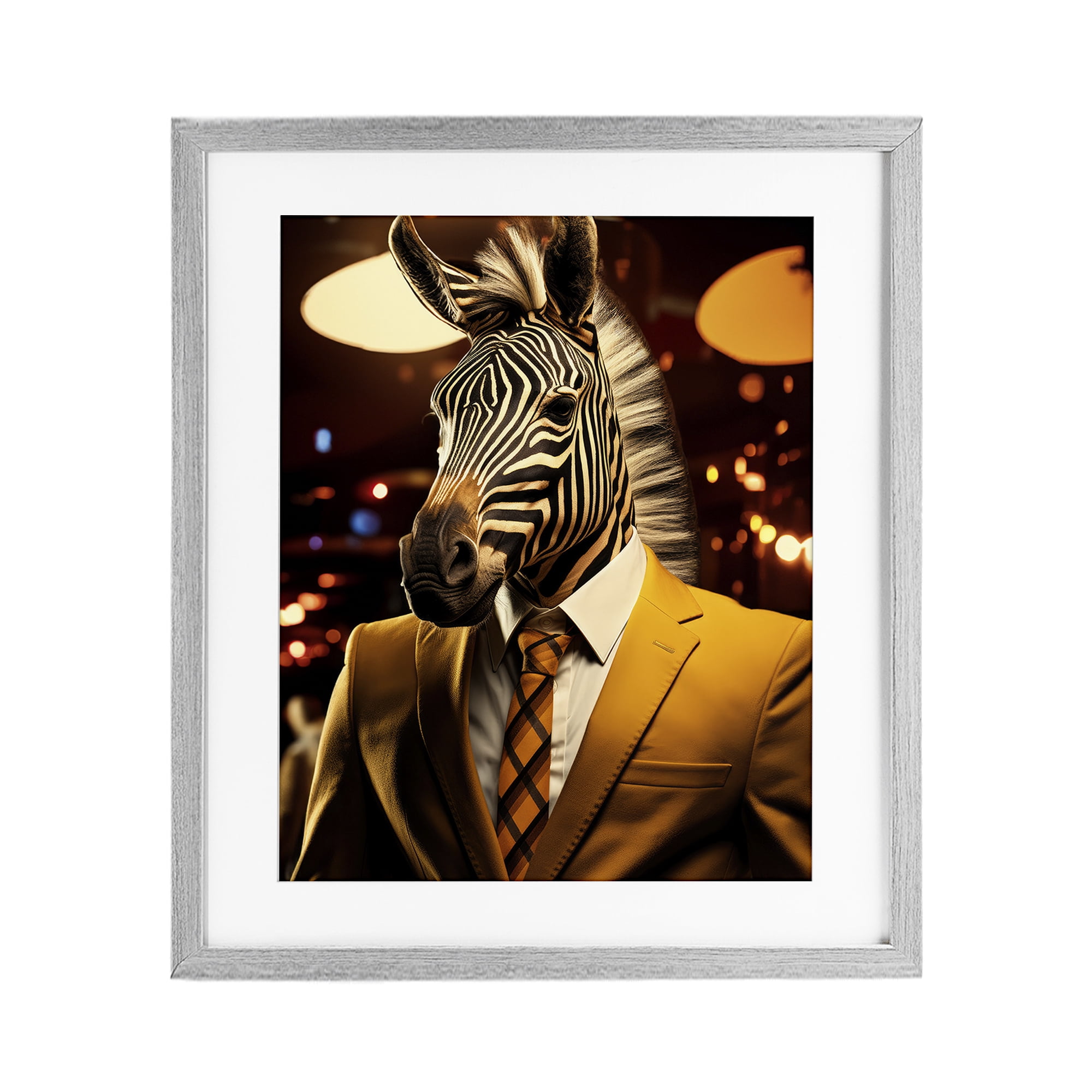 Stupell Industries Trendy Debonair Zebra Gray Framed Print Under Glass, design by Ray Powers