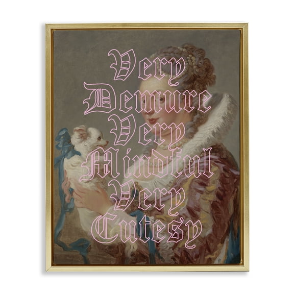 Stupell Industries Trendy Demure & Mindful Classic Quotes and Sayings Painting Gold Floater Framed Canvas Art Print Wall Art, 25 x 31