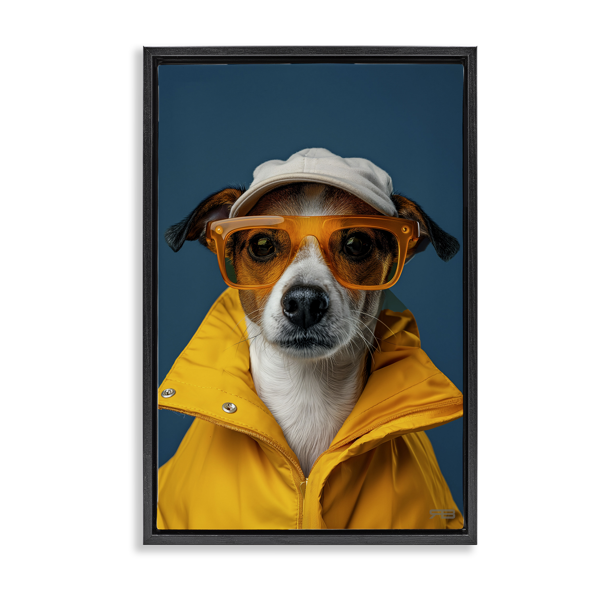 Stupell Industries Trendy Dog Friend Animals & Insects Painting Black Floater Framed Canvas Art Print Wall Art, 17 x 25