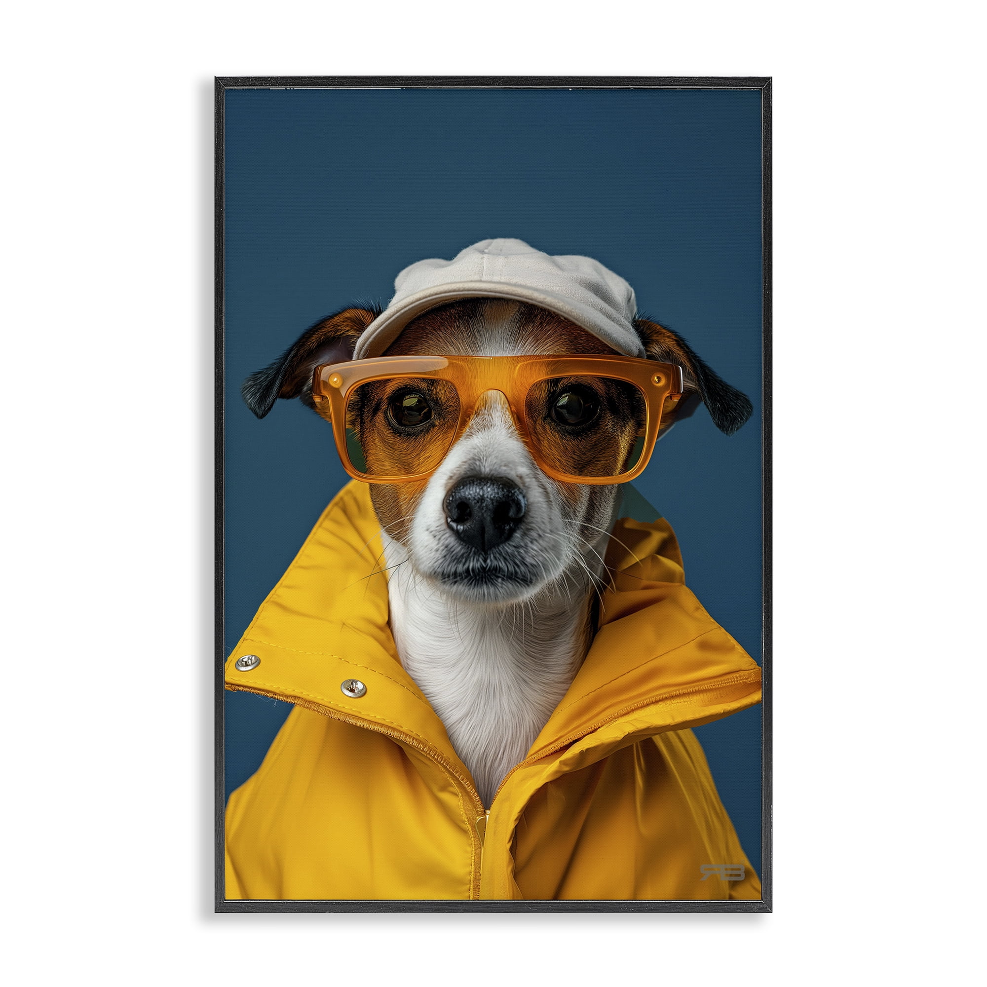 Stupell Industries Trendy Dog Friend Animals & Insects Painting Black Framed Art Print Wall Art, 12 x 18