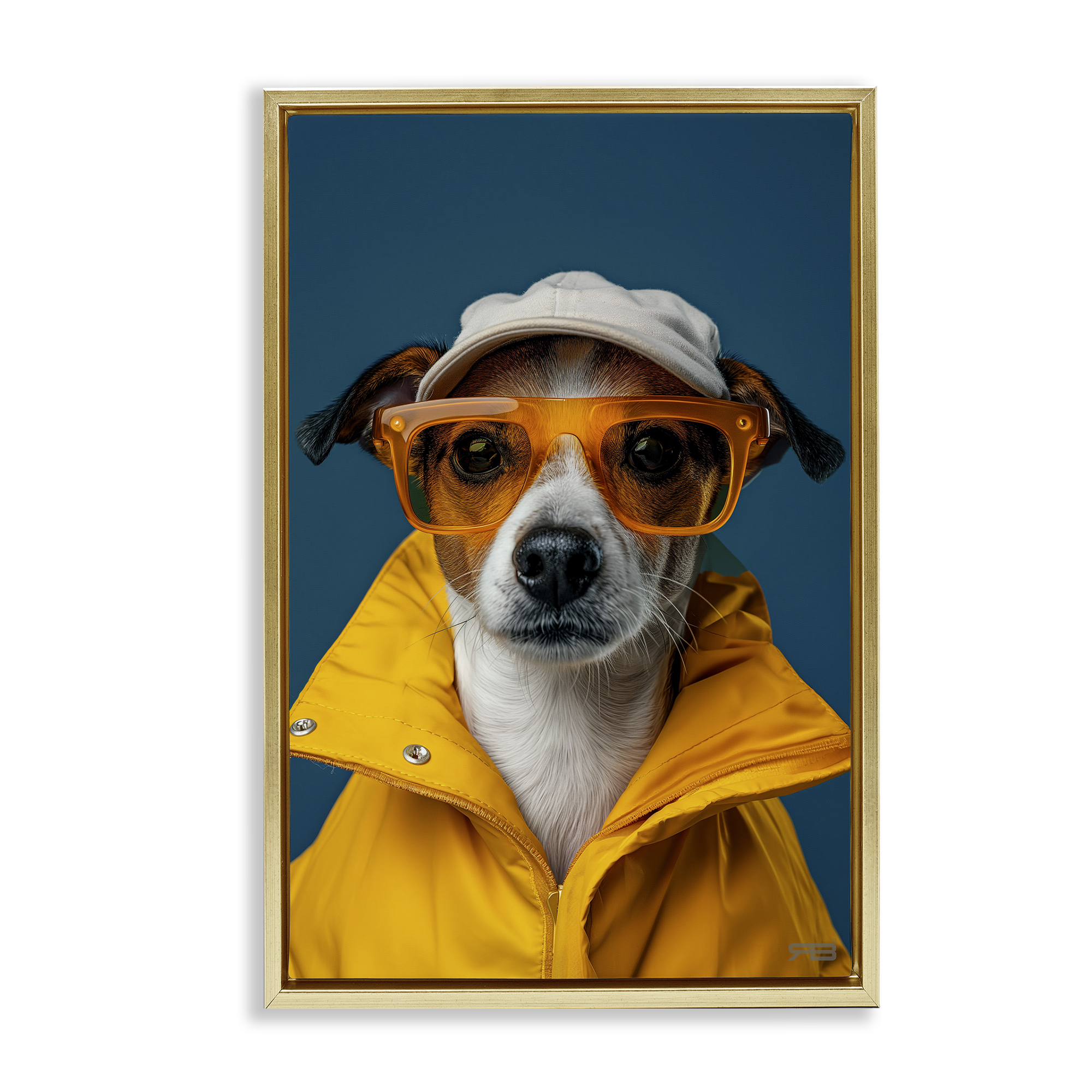 Stupell Industries Trendy Dog Friend Animals & Insects Painting Gold Floater Framed Canvas Art Print Wall Art, 21 x 31