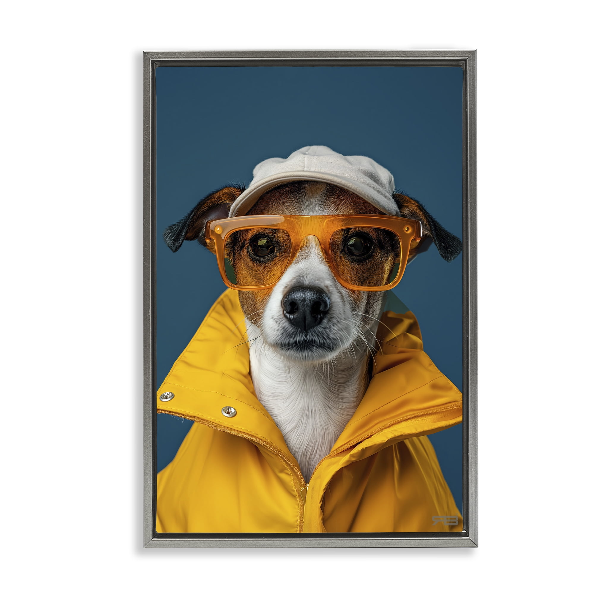 Stupell Industries Trendy Dog Friend Animals & Insects Painting Gray Floater Framed Canvas Art Print Wall Art, 21 x 31