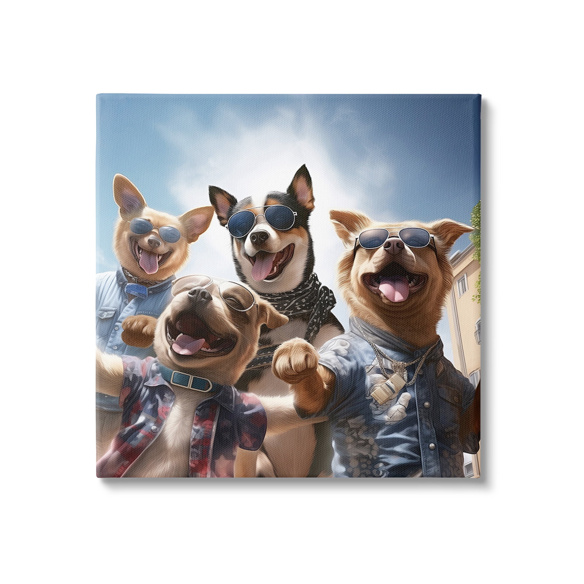Stupell Industries Trendy Dogs Selfie Animals & Insects Painting Gallery Wrapped Canvas Art Print Wall Art, 24 x 24