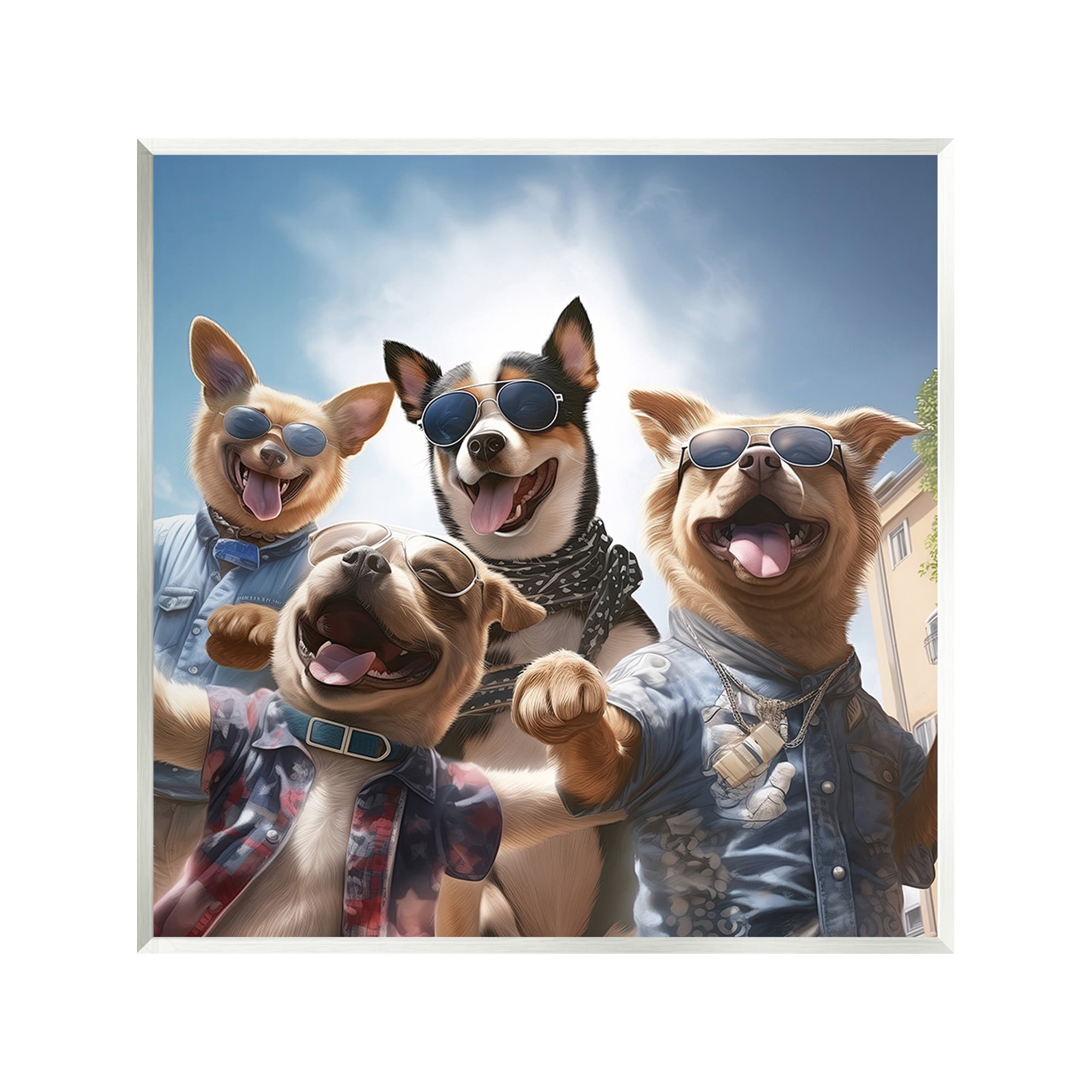 Stupell Industries Trendy Dogs Selfie Animals & Insects Painting Unframed Art Print Wall Art, 12 x 12