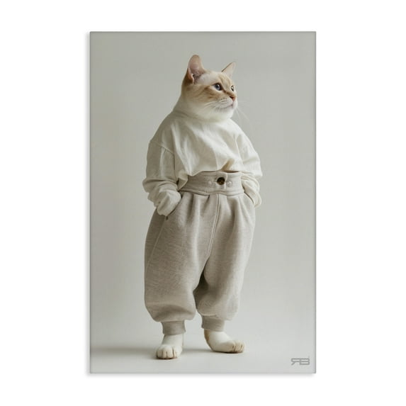 Stupell Industries Trendy Fashion Cat Animals & Insects Painting Gallery Wrapped Canvas Art Print Wall Art, 20 x 30