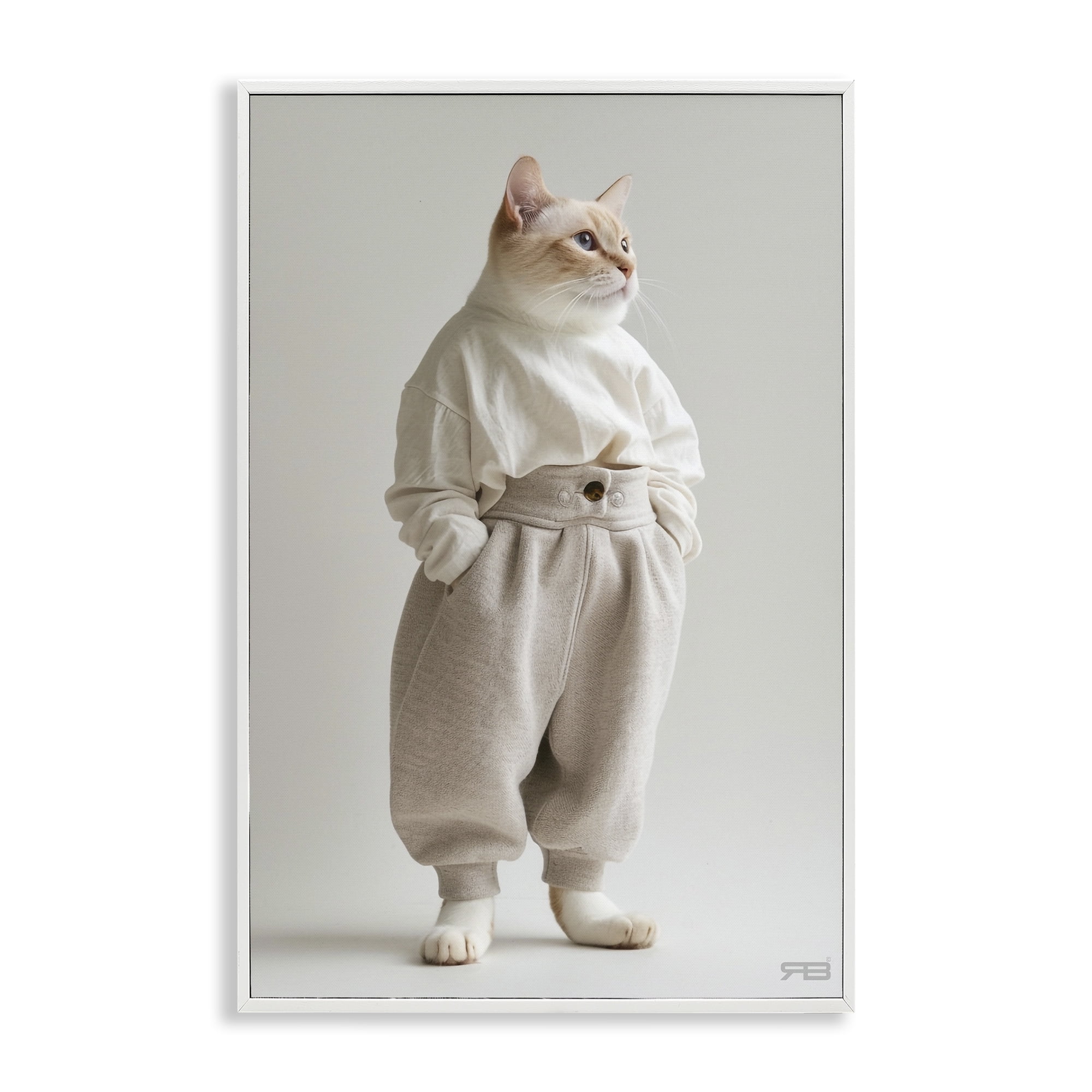 Stupell Industries Trendy Fashion Cat Animals & Insects Painting White Framed Art Print Wall Art, 16 x 24