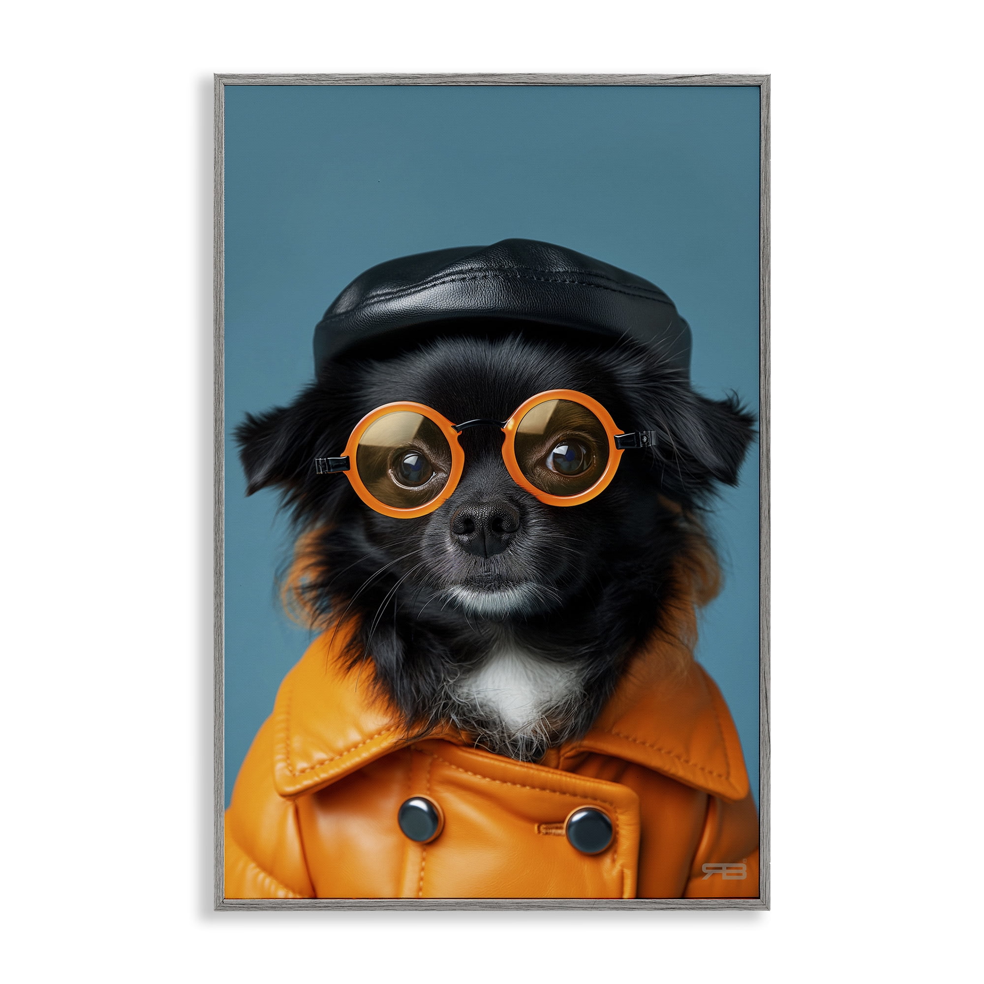 Stupell Industries Trendy Fashion Dog Animals & Insects Painting Gray Framed Art Print Wall Art, 20 x 30
