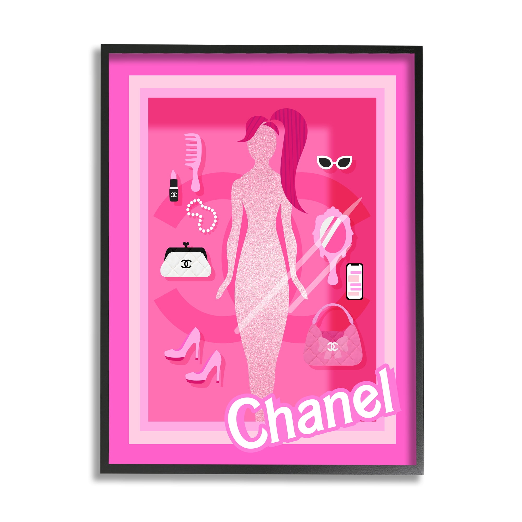 Stupell Industries Trendy Fashion Doll Beauty & Fashion Painting Black Framed Art Print Wall Art, 11 x 14