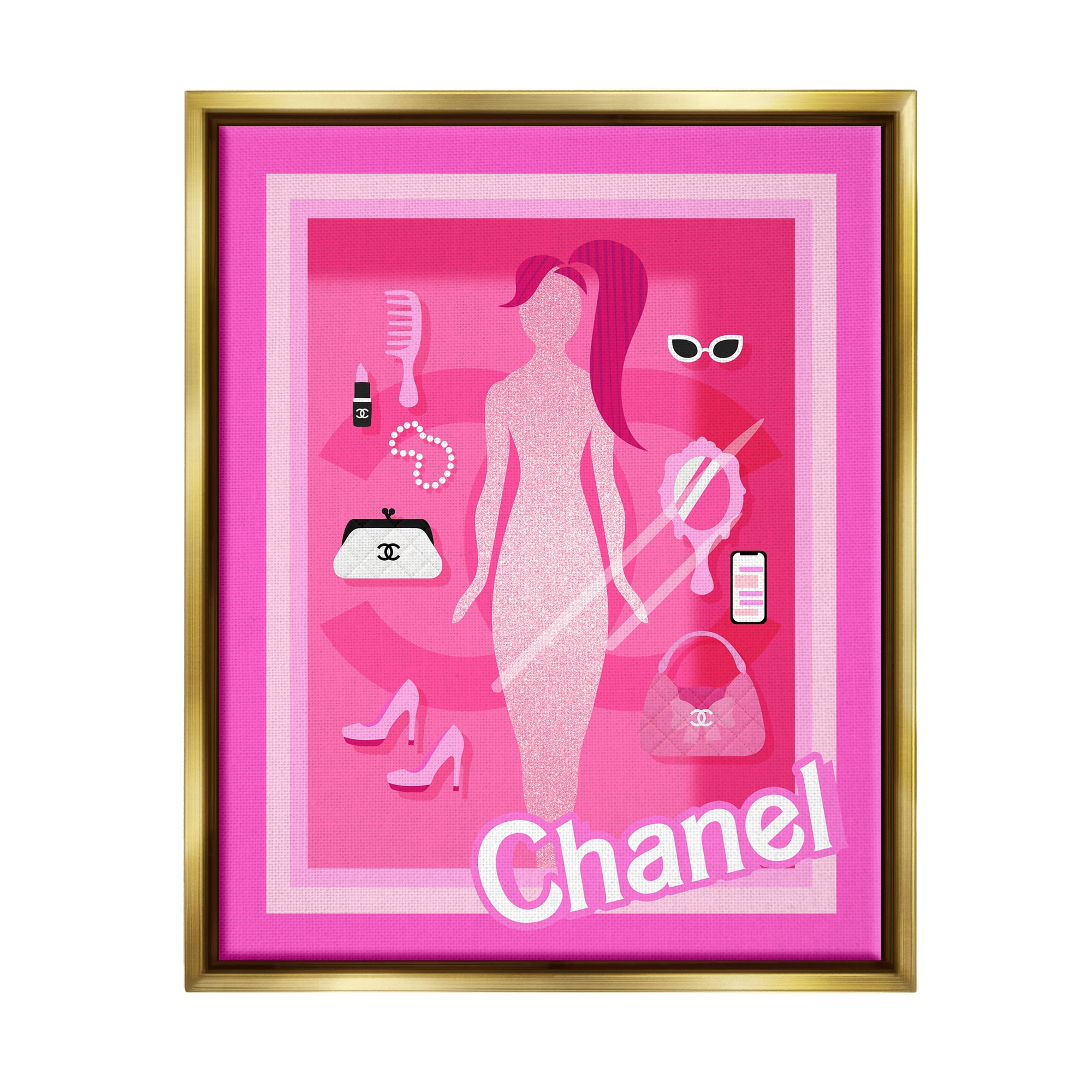 Stupell Industries Trendy Fashion Doll Beauty & Fashion Painting Gold Floater Framed Art Print Wall Art, 25 x 31