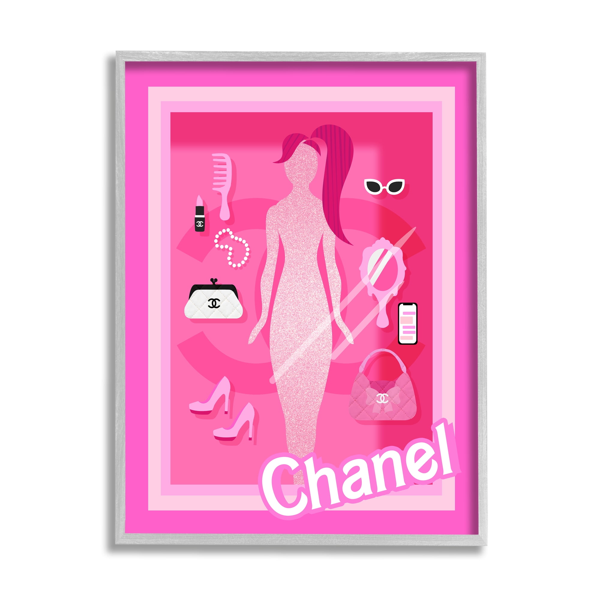 Stupell Industries Trendy Fashion Doll Beauty & Fashion Painting Gray Framed Art Print Wall Art, 16 x 20