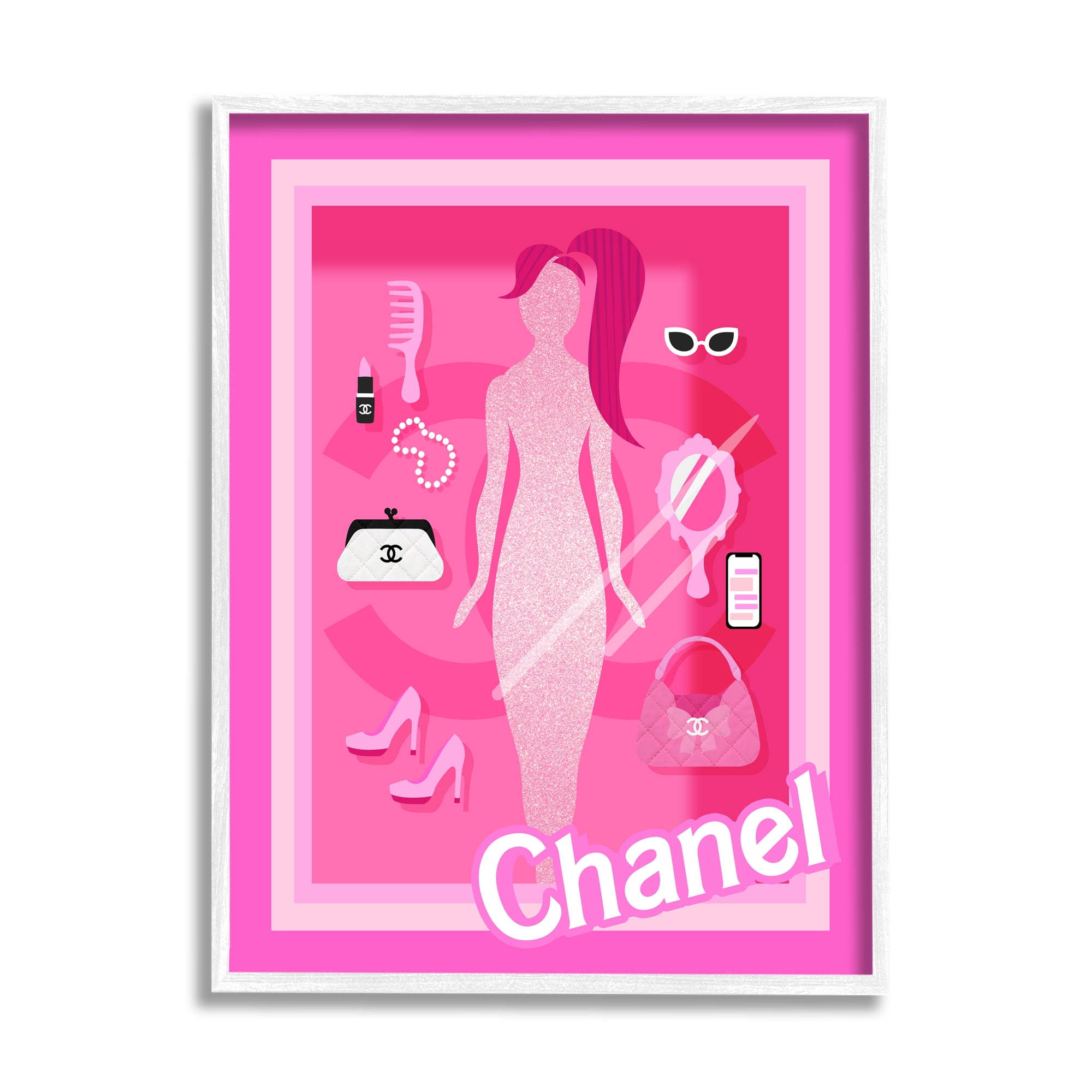 Stupell Industries Trendy Fashion Doll Beauty & Fashion Painting White Framed Art Print Wall Art, 16 x 20