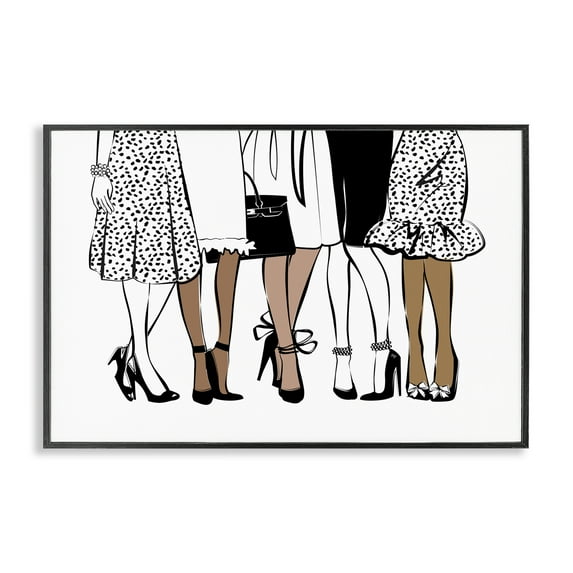 Stupell Industries Trendy Fashion Girlfriends People Painting Black Framed Art Print Wall Art, 30 x 20