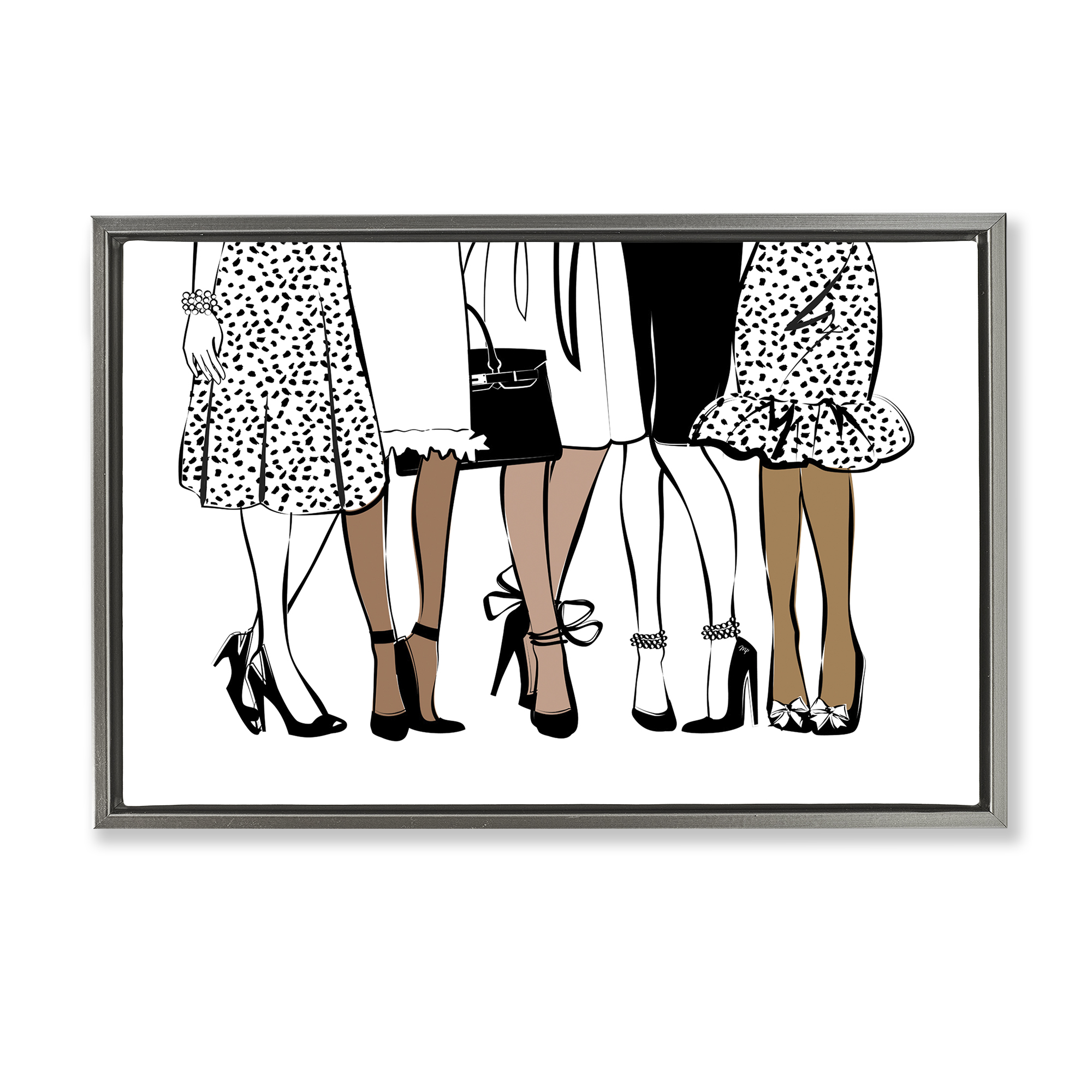 Stupell Industries Trendy Fashion Girlfriends People Painting Gray Floater Framed Canvas Art Print Wall Art, 25 x 17