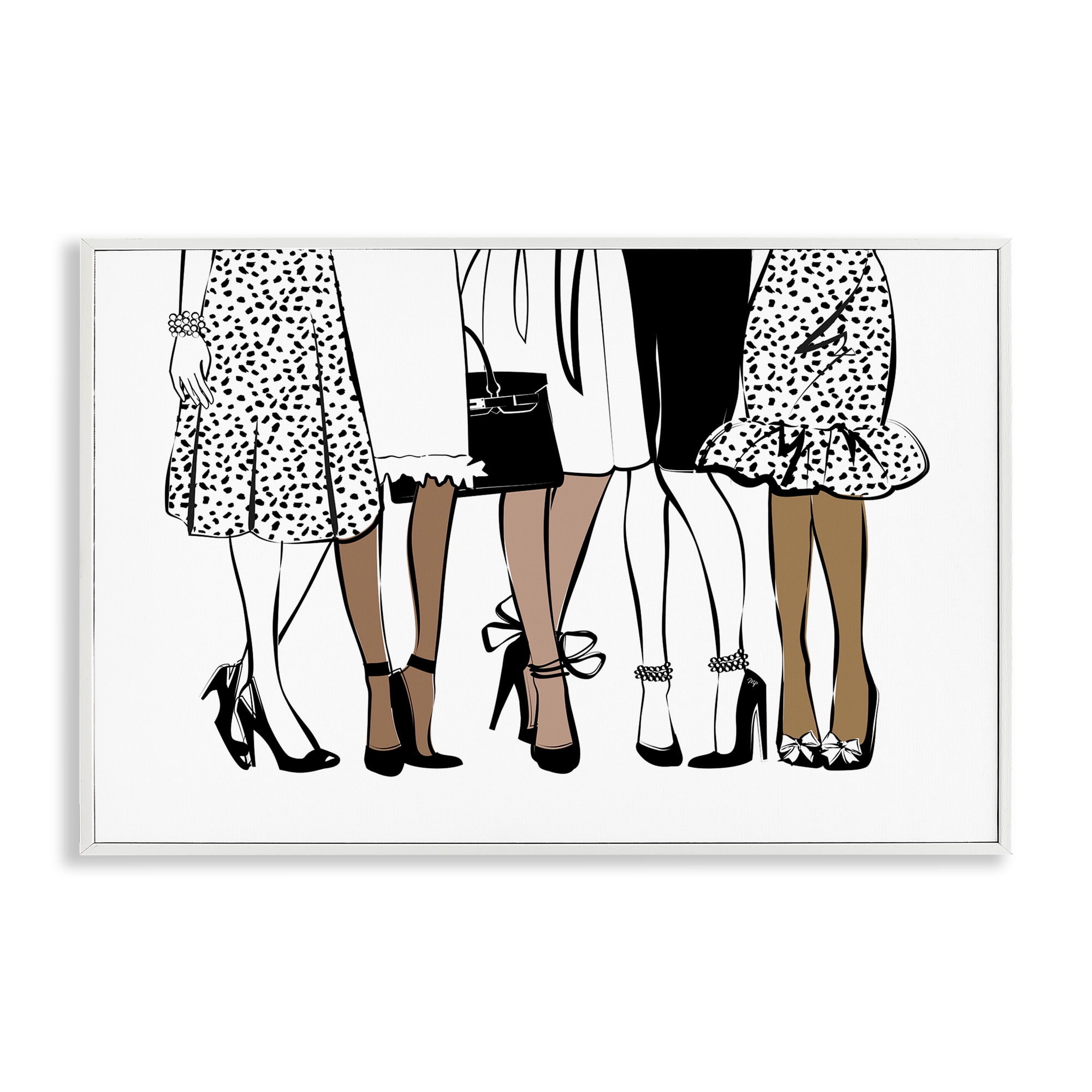 Stupell Industries Trendy Fashion Girlfriends People Painting White Framed Art Print Wall Art, 30 x 20