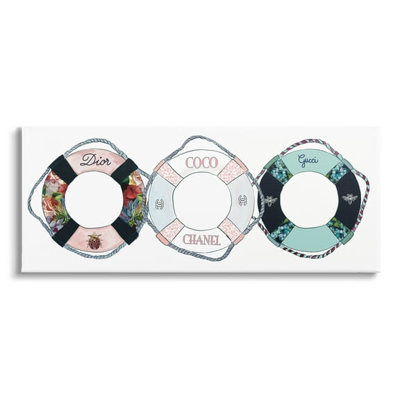 Stupell Industries Trendy Fashion Nautical Life Ring Buoy Graphic Art Gallery Wrapped Canvas Print Wall Art, Design by Amelia Noyes