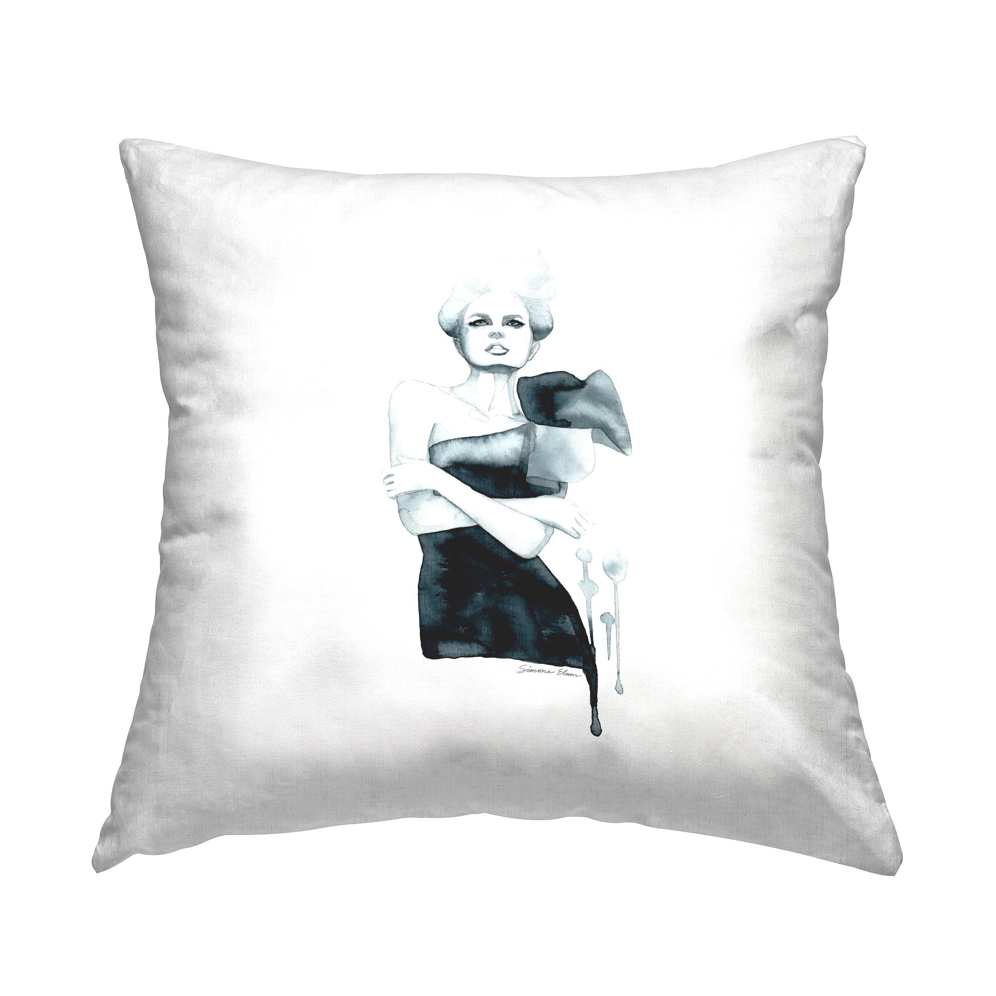 Stupell Industries Trendy Fashion Portrait Square Decorative Printed Throw Pillow, 18 x 18