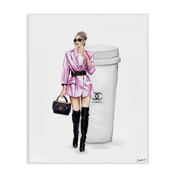 Stupell Industries Modern Trendy Girl with Coffee Canvas Art, 36 x 48, by Ziwei Li