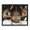 thumbnail image 1 of Stupell Industries Contemporary Trendy Girl with Gold Headphones Black Floating Frame Canvas Art, 21 x 17, by Franklyn Gregory, 1 of 8