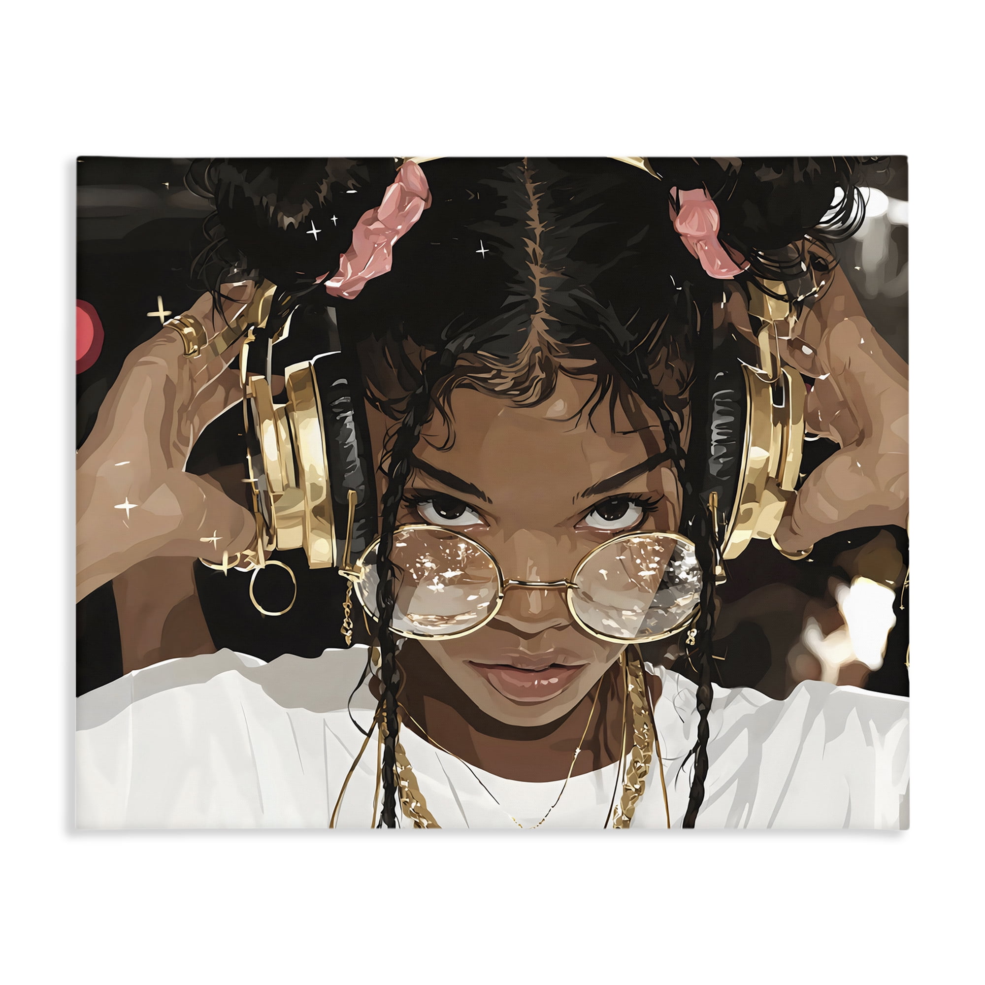 Stupell Industries Trendy Girl with Gold Headphones Canvas Wall Art, design by Franklyn Gregory