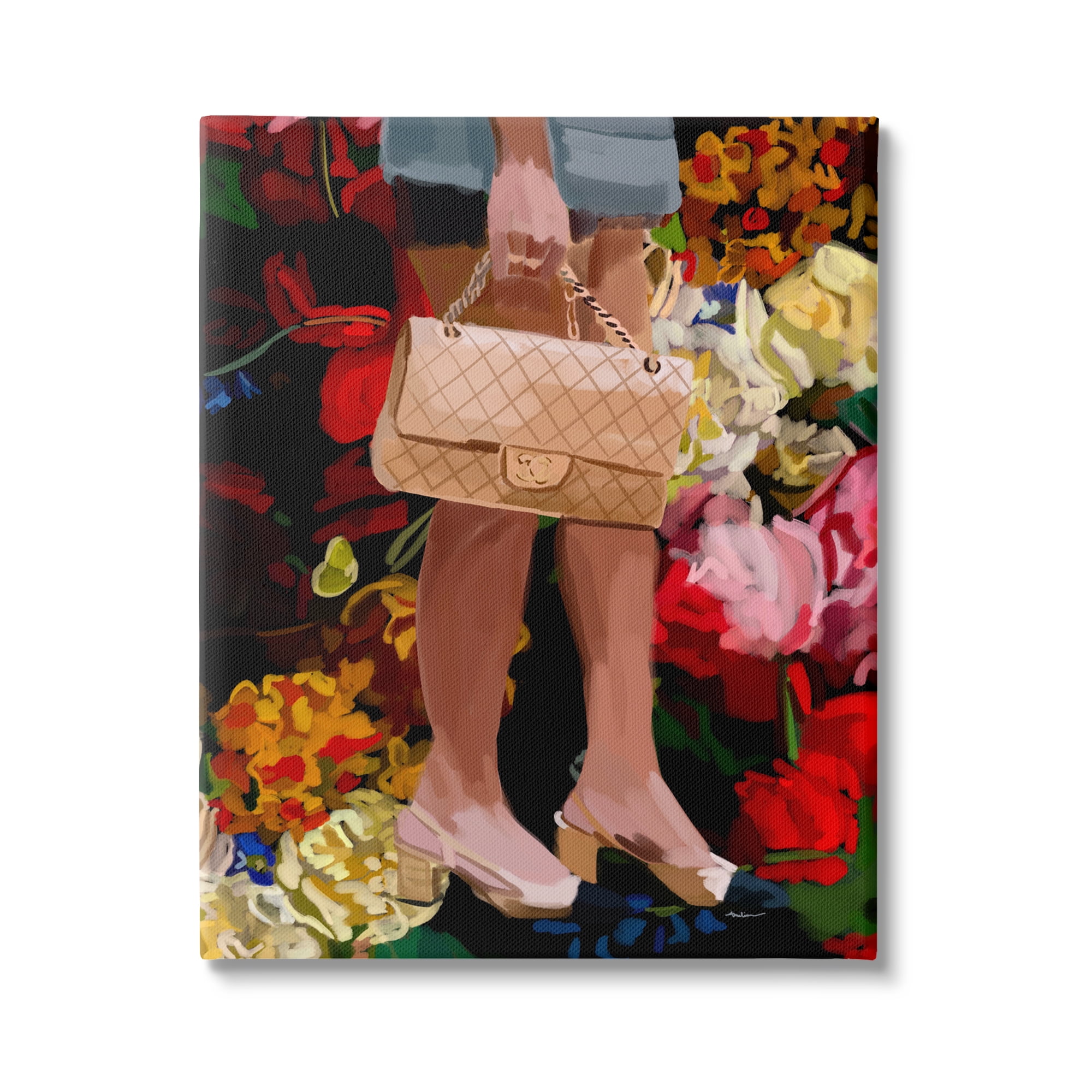 Stupell Industries Trendy Girl with Handbag Beauty & Fashion Painting Gallery Wrapped Canvas Print Wall Art, 36 x 48