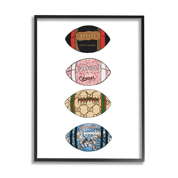 Stupell Industries Trendy Glam Footballs Patterned Chic Fashion Designs Graphic Art Black Framed Art Print Wall Art, Design by Amelia Noyes