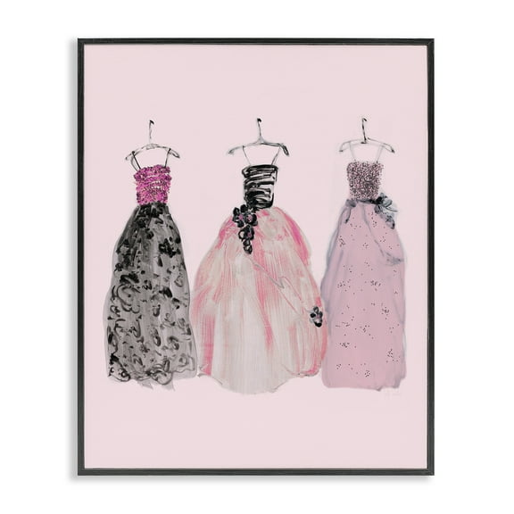 Stupell Industries Trendy Glam Gowns Fashion Painting Black Framed Art Print Wall Art, 11 x 14