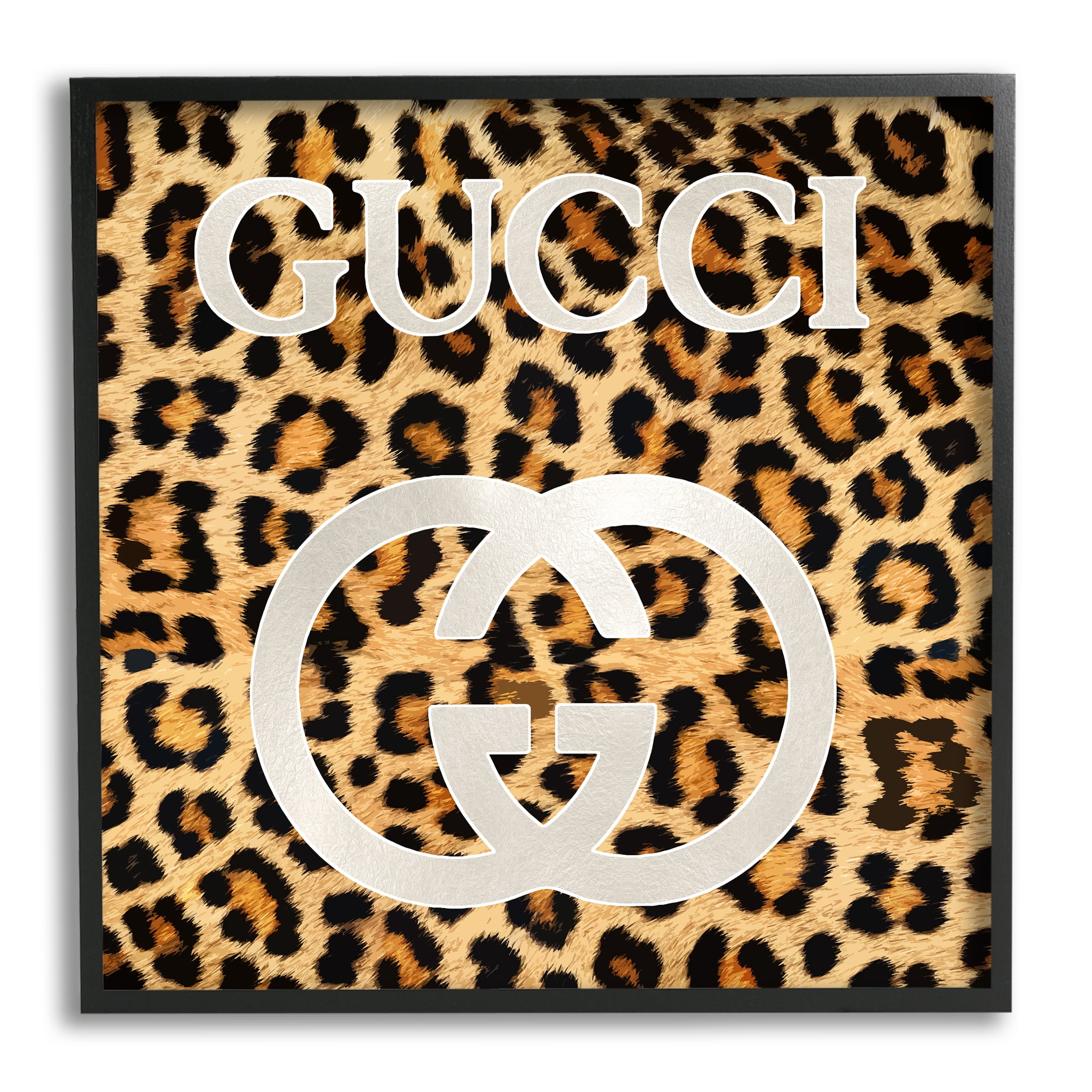 Stupell Industries Trendy Glam Leopard Spots Beauty & Fashion Painting Black Framed Art Print Wall Art, 12 x 12