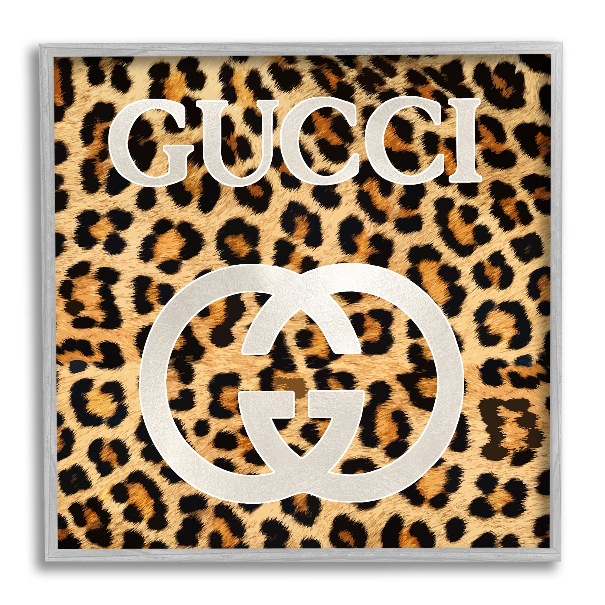 Stupell Industries Trendy Glam Leopard Spots Beauty & Fashion Painting Gray Framed Art Print Wall Art, 12 x 12